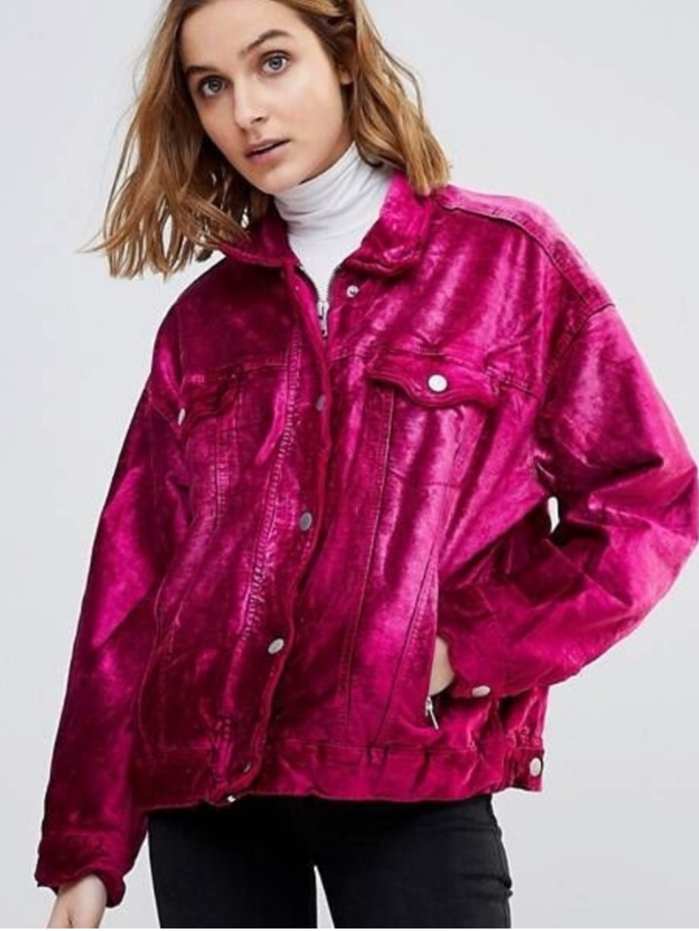 Free People Velvet Oversized Trucker Jacket XS/S